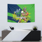 Canberra Raiders Tapestry Golden Wattle Floral Polynesian - Australian Flower - Rugby Mascot