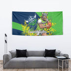 Canberra Raiders Tapestry Golden Wattle Floral Polynesian - Australian Flower - Rugby Mascot