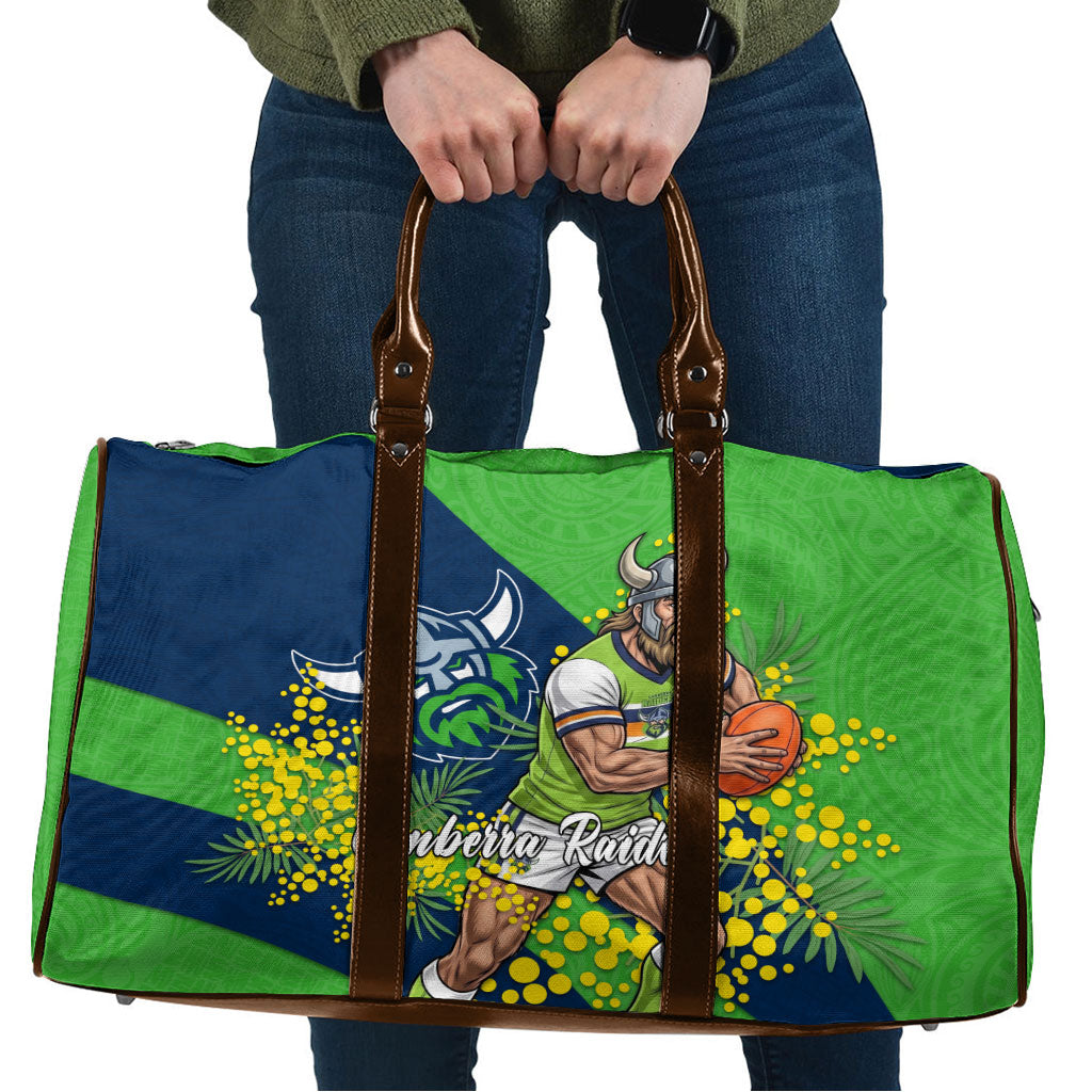 Canberra Raiders Travel Bag Golden Wattle Floral Polynesian - Australian Flower - Rugby Mascot