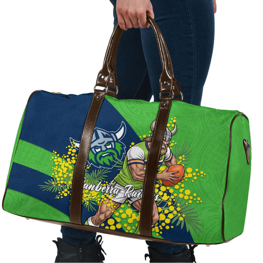 Canberra Raiders Travel Bag Golden Wattle Floral Polynesian - Australian Flower - Rugby Mascot