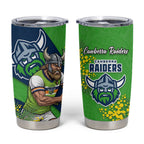 Canberra Raiders Tumbler Cup Golden Wattle Floral Polynesian - Australian Flower - Rugby Mascot