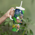 Canberra Raiders Tumbler With Handle Golden Wattle Floral Polynesian - Australian Flower - Rugby Mascot