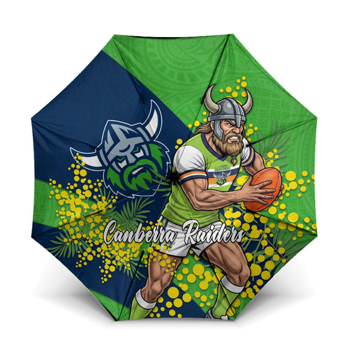 Canberra Raiders Umbrella Golden Wattle Floral Polynesian - Australian Flower - Rugby Mascot