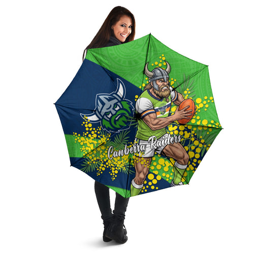 Canberra Raiders Umbrella Golden Wattle Floral Polynesian - Australian Flower - Rugby Mascot