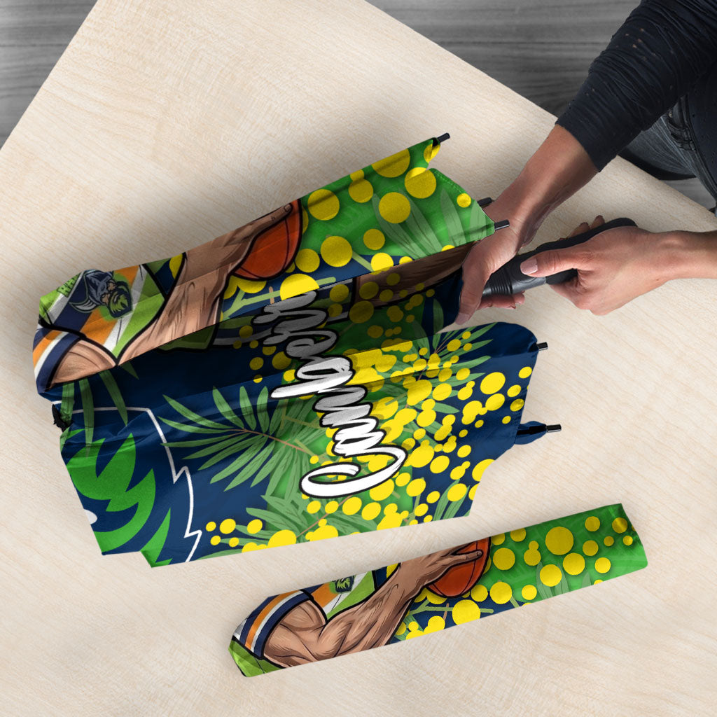 Canberra Raiders Umbrella Golden Wattle Floral Polynesian - Australian Flower - Rugby Mascot