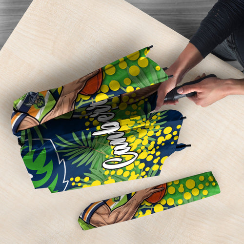 Canberra Raiders Umbrella Golden Wattle Floral Polynesian - Australian Flower - Rugby Mascot