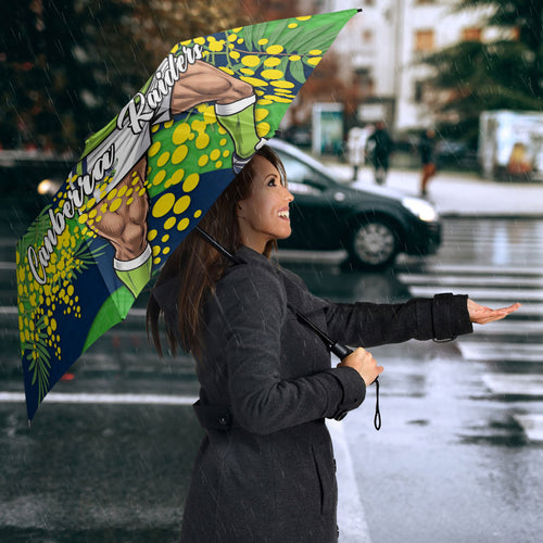 Canberra Raiders Umbrella Golden Wattle Floral Polynesian - Australian Flower - Rugby Mascot