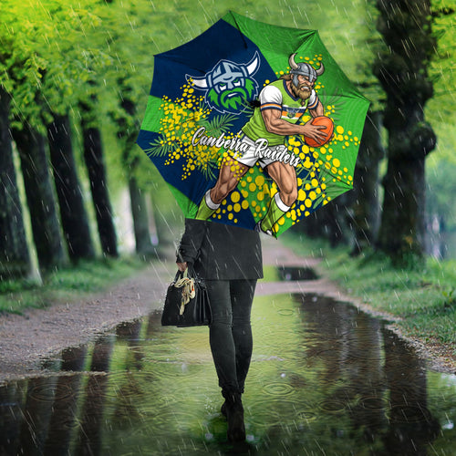 Canberra Raiders Umbrella Golden Wattle Floral Polynesian - Australian Flower - Rugby Mascot