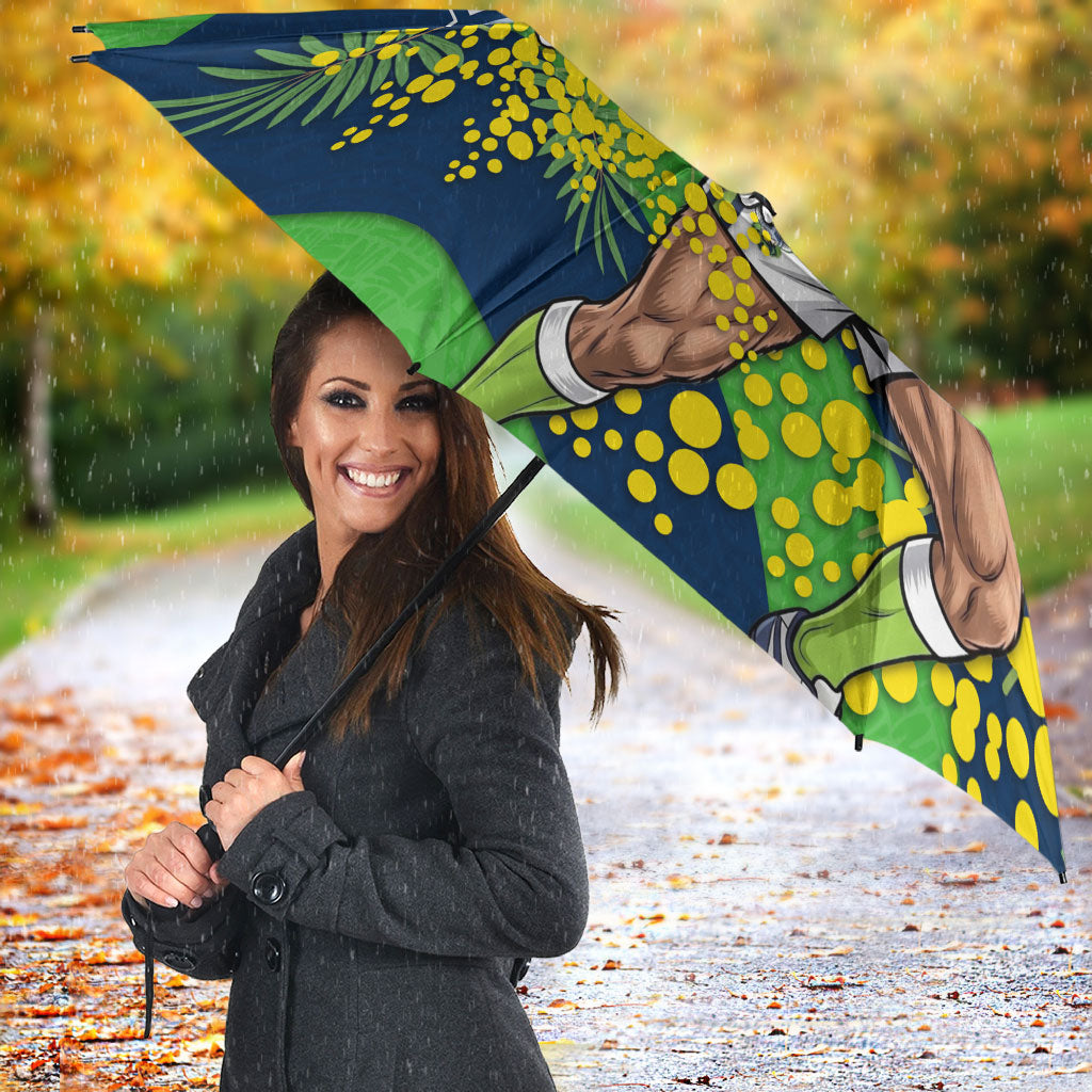 Canberra Raiders Umbrella Golden Wattle Floral Polynesian - Australian Flower - Rugby Mascot