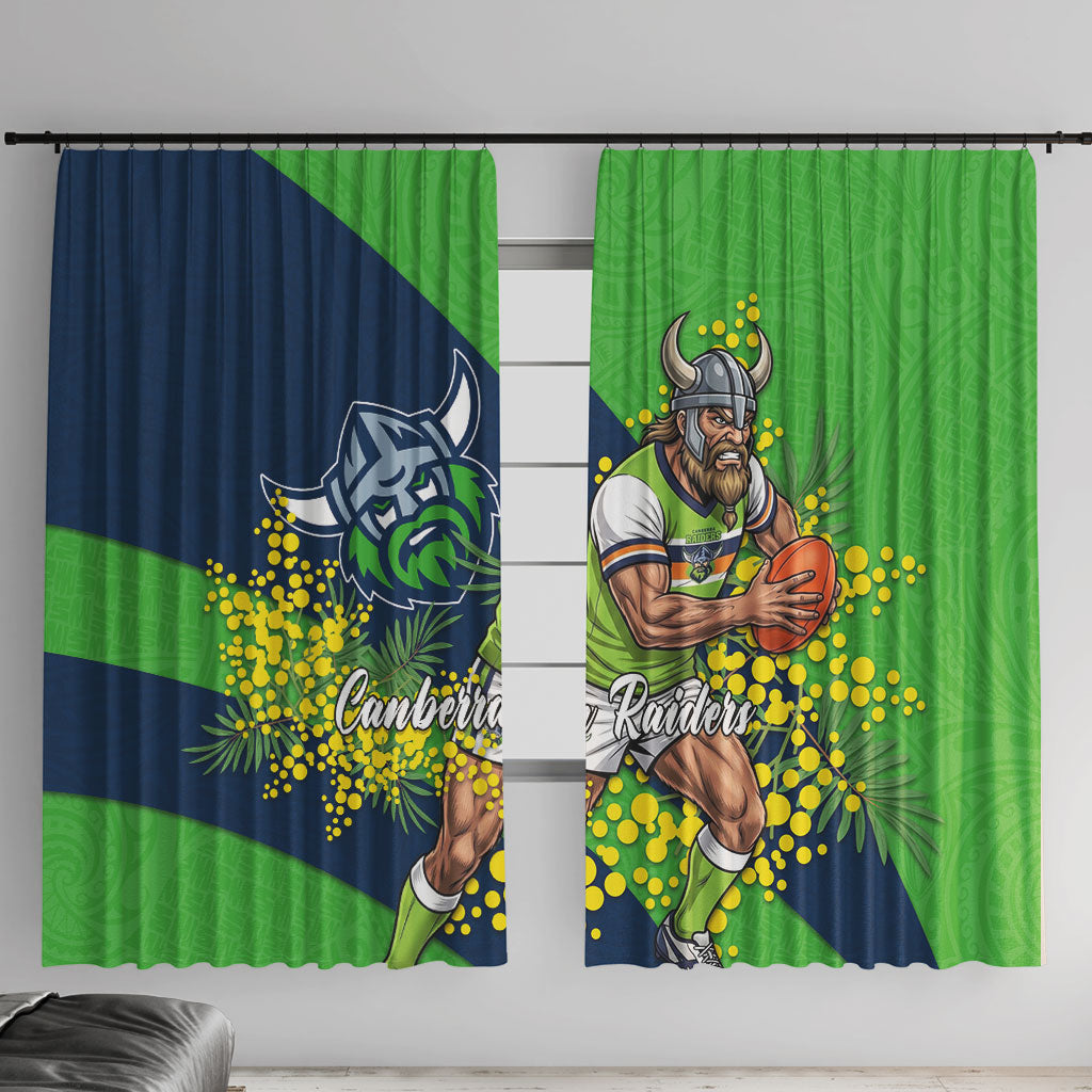 Canberra Raiders Window Curtain Golden Wattle Floral Polynesian - Australian Flower - Rugby Mascot