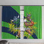 Canberra Raiders Window Curtain Golden Wattle Floral Polynesian - Australian Flower - Rugby Mascot