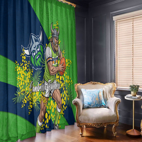 Canberra Raiders Window Curtain Golden Wattle Floral Polynesian - Australian Flower - Rugby Mascot