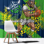 Canberra Raiders Window Curtain Golden Wattle Floral Polynesian - Australian Flower - Rugby Mascot