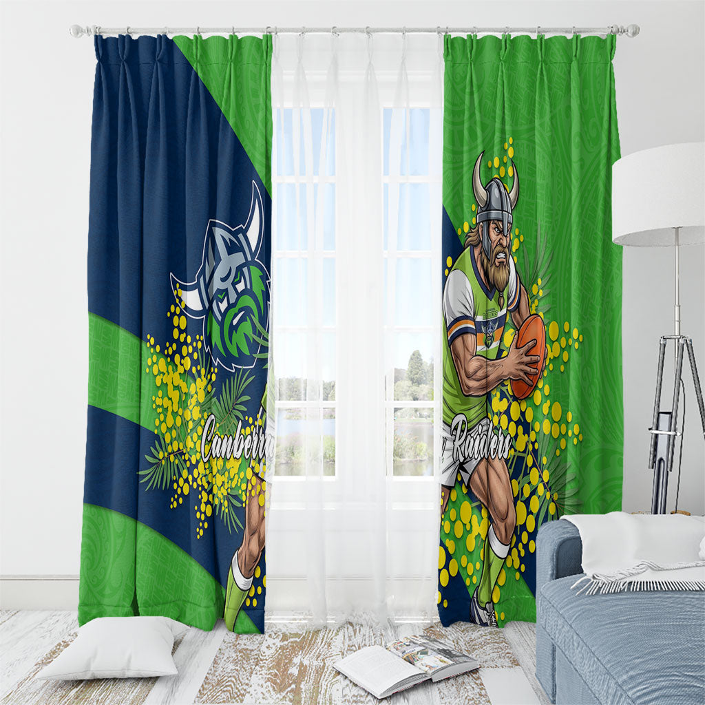 Canberra Raiders Window Curtain Golden Wattle Floral Polynesian - Australian Flower - Rugby Mascot