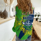 Canberra Raiders Women Casual Shirt Golden Wattle Floral Polynesian - Australian Flower - Rugby Mascot