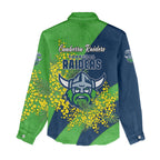 Canberra Raiders Women Casual Shirt Golden Wattle Floral Polynesian - Australian Flower - Rugby Mascot