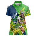 Canberra Raiders Women Polo Shirt Golden Wattle Floral Polynesian - Australian Flower - Rugby Mascot