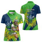 Canberra Raiders Women Polo Shirt Golden Wattle Floral Polynesian - Australian Flower - Rugby Mascot