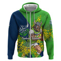 Canberra Raiders Zip Hoodie Golden Wattle Floral Polynesian - Australian Flower - Rugby Mascot