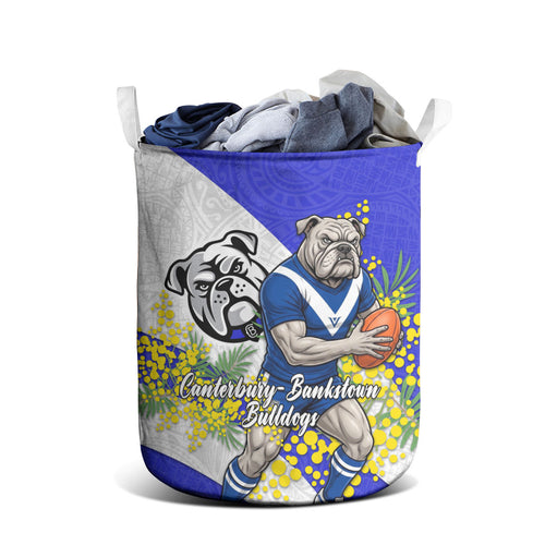 Canterbury Bankstown Bulldogs Laundry Basket Golden Wattle Floral Polynesian - Australian Flower - Rugby Mascot