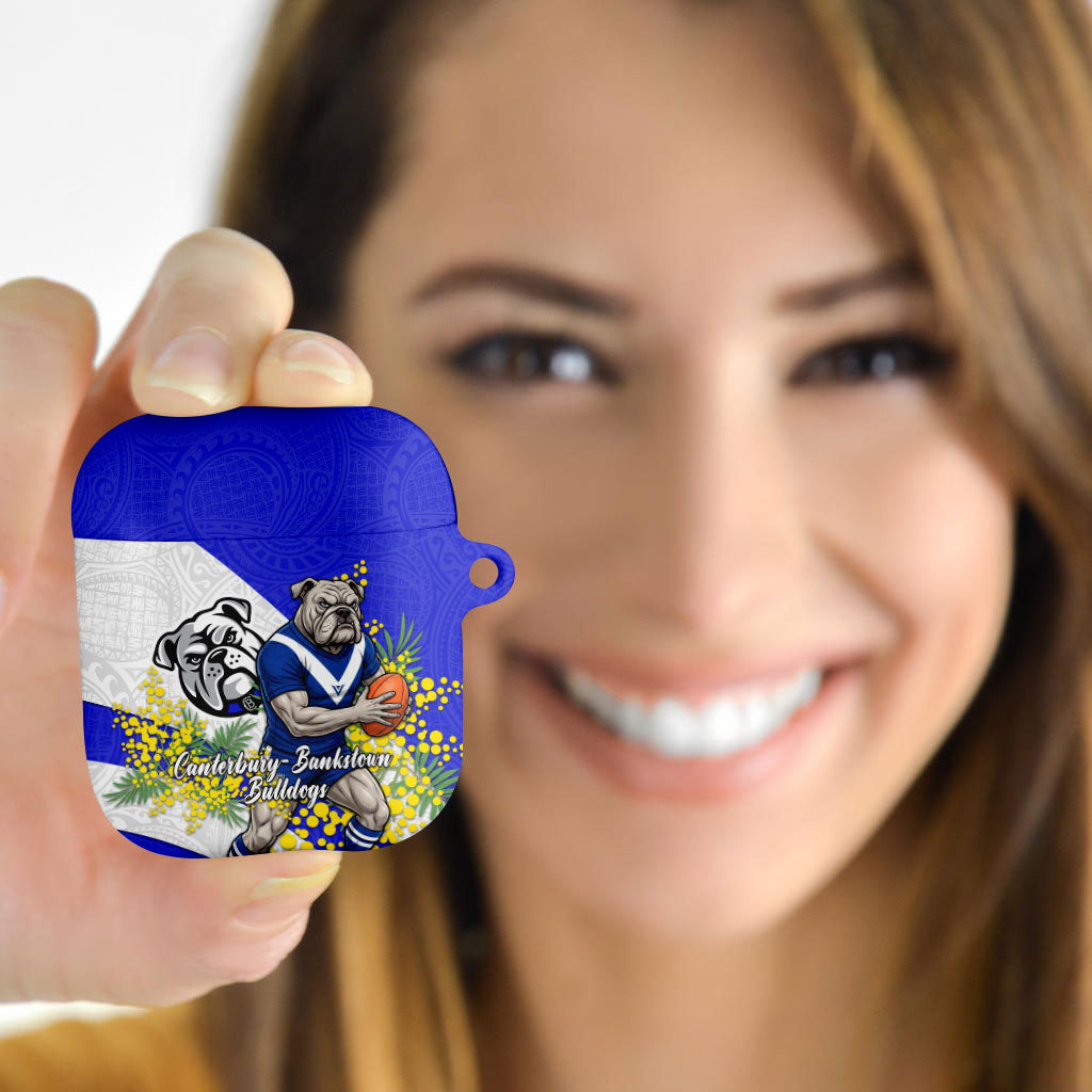 Canterbury Bankstown Bulldogs AirPods Case Golden Wattle Floral Polynesian - Australian Flower - Rugby Mascot