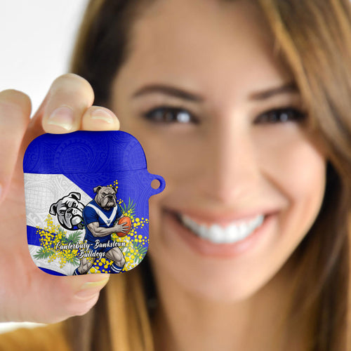 Canterbury Bankstown Bulldogs AirPods Case Golden Wattle Floral Polynesian - Australian Flower - Rugby Mascot