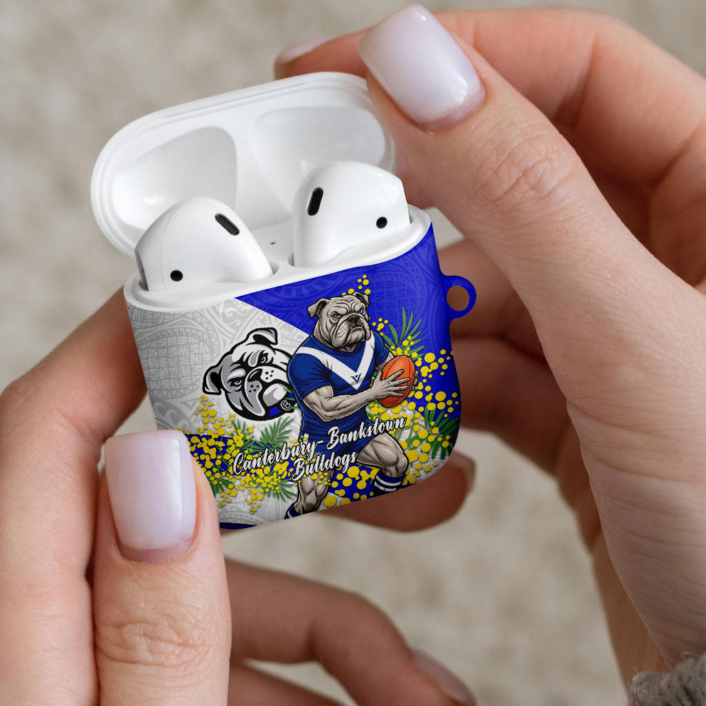 Canterbury Bankstown Bulldogs AirPods Case Golden Wattle Floral Polynesian - Australian Flower - Rugby Mascot