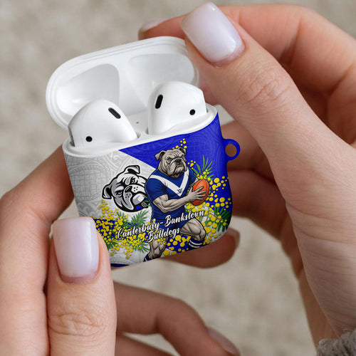 Canterbury Bankstown Bulldogs AirPods Case Golden Wattle Floral Polynesian - Australian Flower - Rugby Mascot