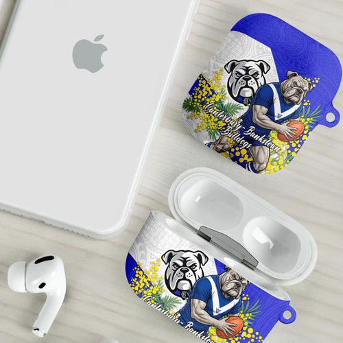 Canterbury Bankstown Bulldogs AirPods Case Golden Wattle Floral Polynesian - Australian Flower - Rugby Mascot