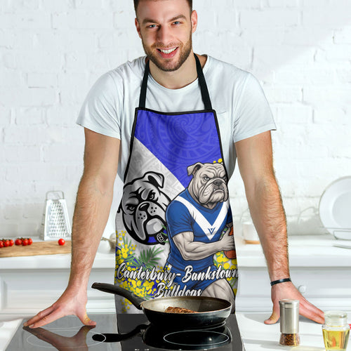 Canterbury Bankstown Bulldogs Apron Golden Wattle Floral Polynesian - Australian Flower - Rugby Mascot