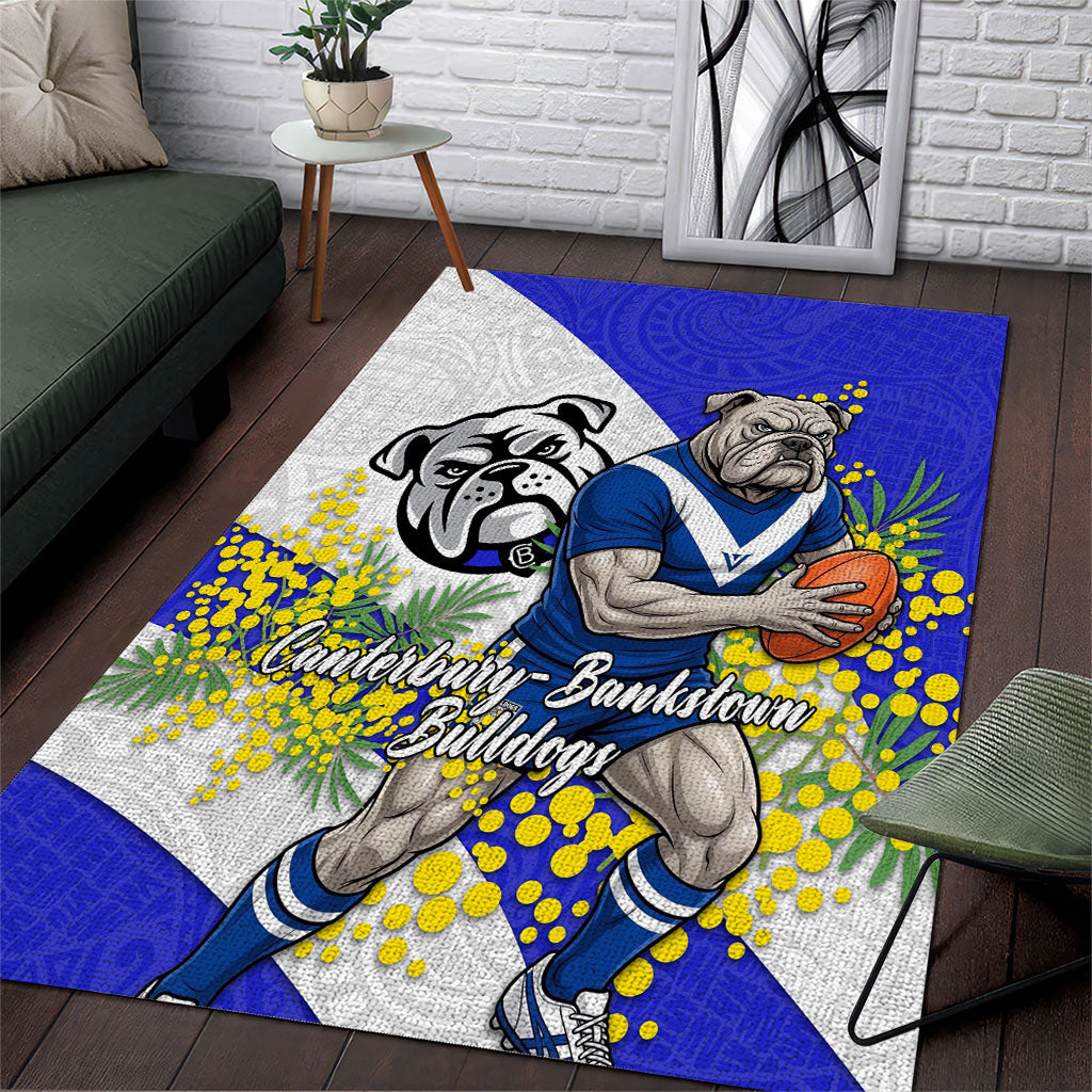 Canterbury Bankstown Bulldogs Area Rug Golden Wattle Floral Polynesian - Australian Flower - Rugby Mascot