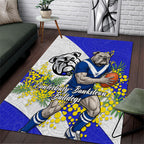 Canterbury Bankstown Bulldogs Area Rug Golden Wattle Floral Polynesian - Australian Flower - Rugby Mascot