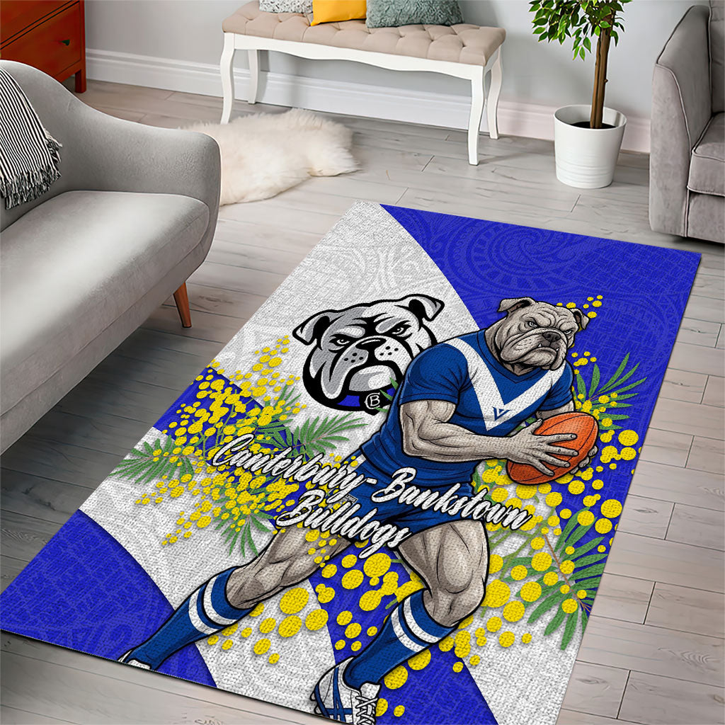 Canterbury Bankstown Bulldogs Area Rug Golden Wattle Floral Polynesian - Australian Flower - Rugby Mascot