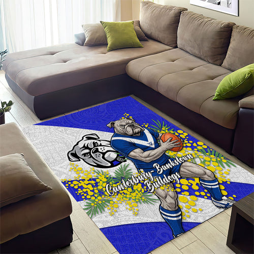 Canterbury Bankstown Bulldogs Area Rug Golden Wattle Floral Polynesian - Australian Flower - Rugby Mascot