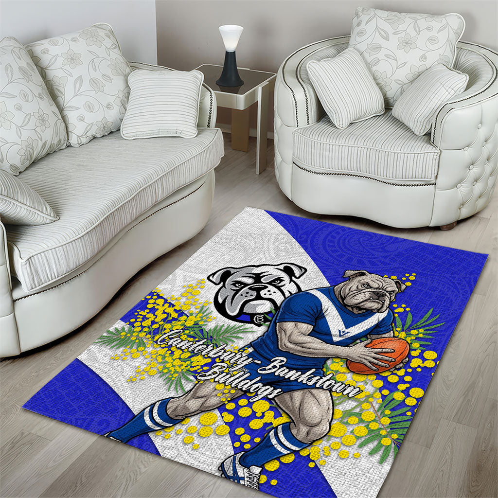 Canterbury Bankstown Bulldogs Area Rug Golden Wattle Floral Polynesian - Australian Flower - Rugby Mascot