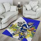 Canterbury Bankstown Bulldogs Area Rug Golden Wattle Floral Polynesian - Australian Flower - Rugby Mascot