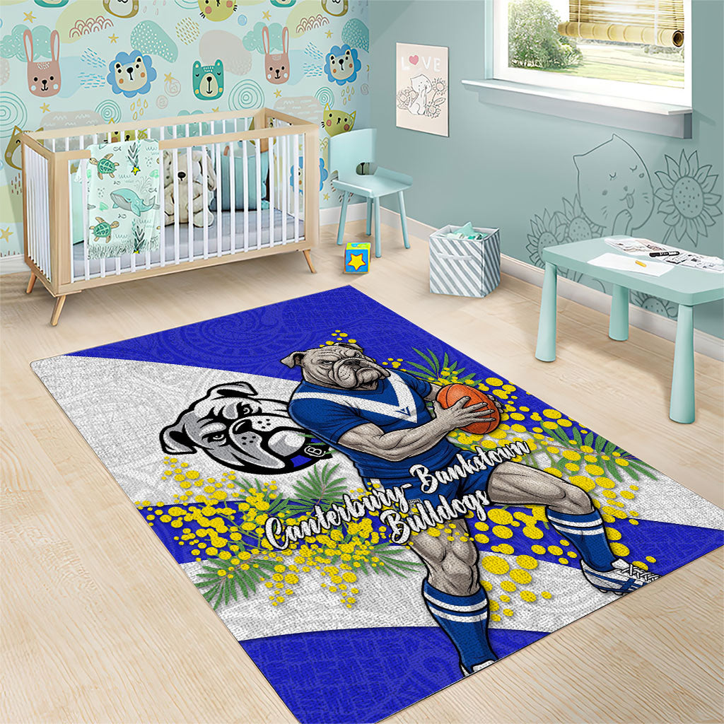 Canterbury Bankstown Bulldogs Area Rug Golden Wattle Floral Polynesian - Australian Flower - Rugby Mascot