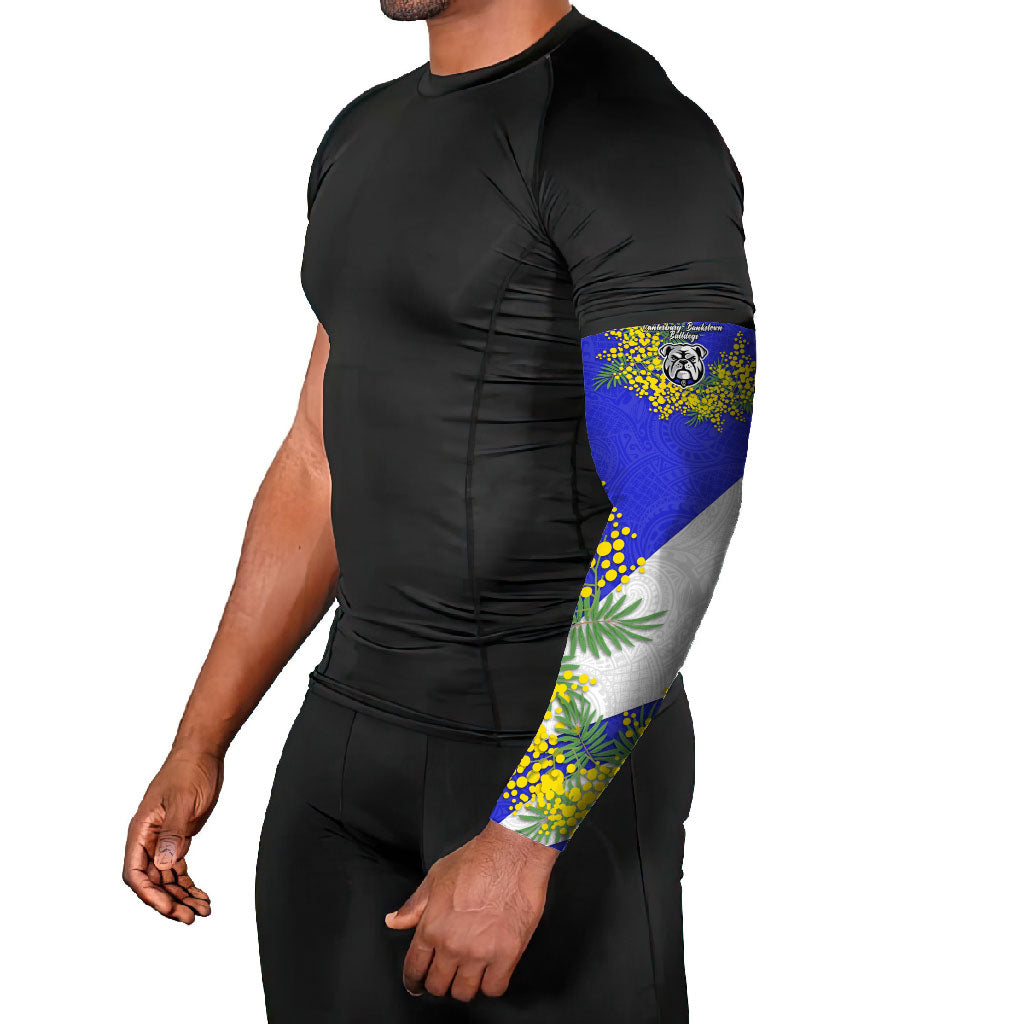 Canterbury Bankstown Bulldogs Arm Sleeves Golden Wattle Floral Polynesian - Australian Flower - Rugby Mascot