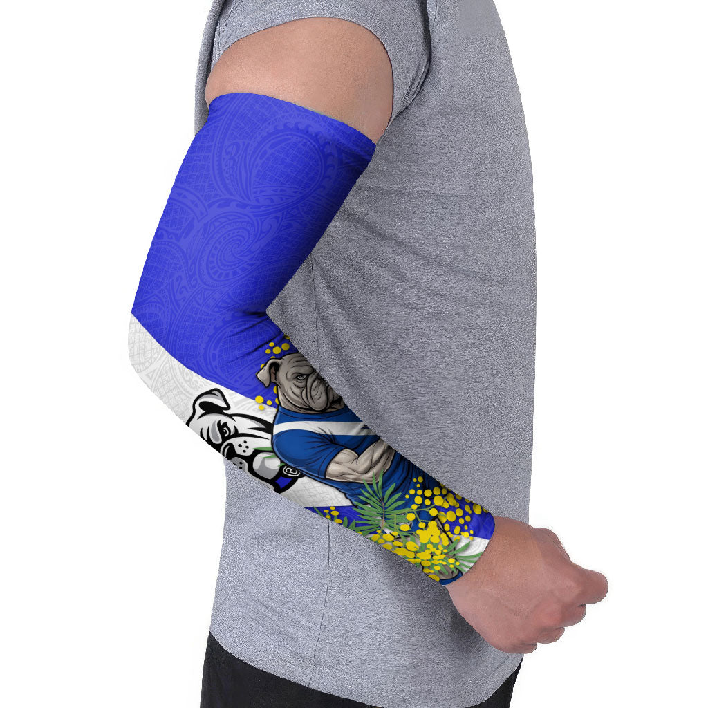 Canterbury Bankstown Bulldogs Arm Sleeves Golden Wattle Floral Polynesian - Australian Flower - Rugby Mascot