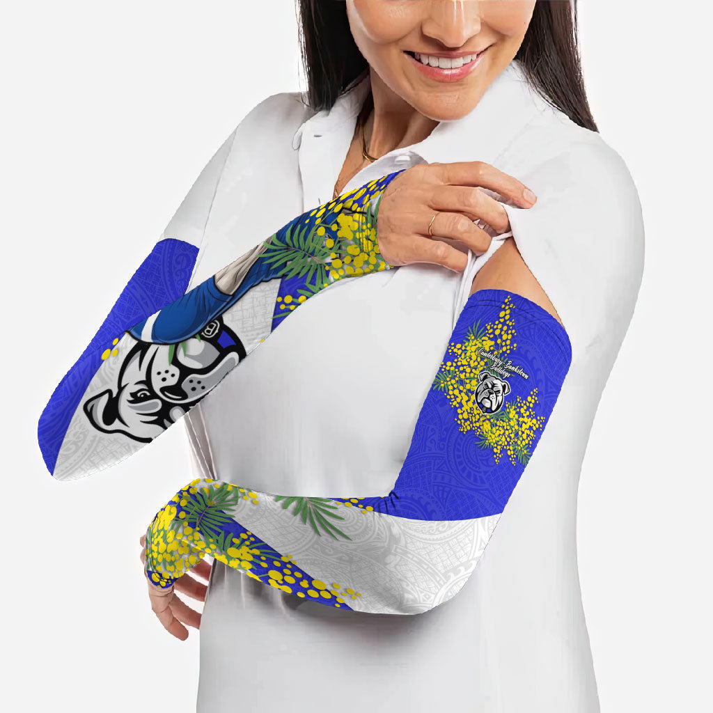 Canterbury Bankstown Bulldogs Arm Sleeves Golden Wattle Floral Polynesian - Australian Flower - Rugby Mascot
