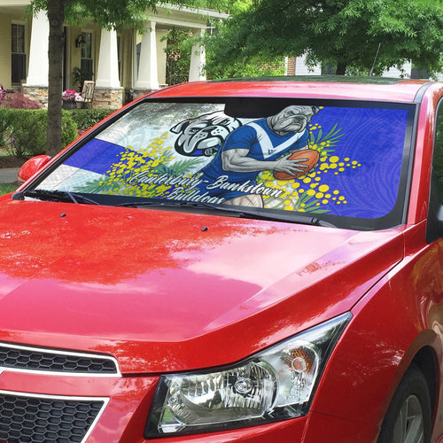 Canterbury Bankstown Bulldogs Auto Sun Shade Golden Wattle Floral Polynesian - Australian Flower - Rugby Mascot