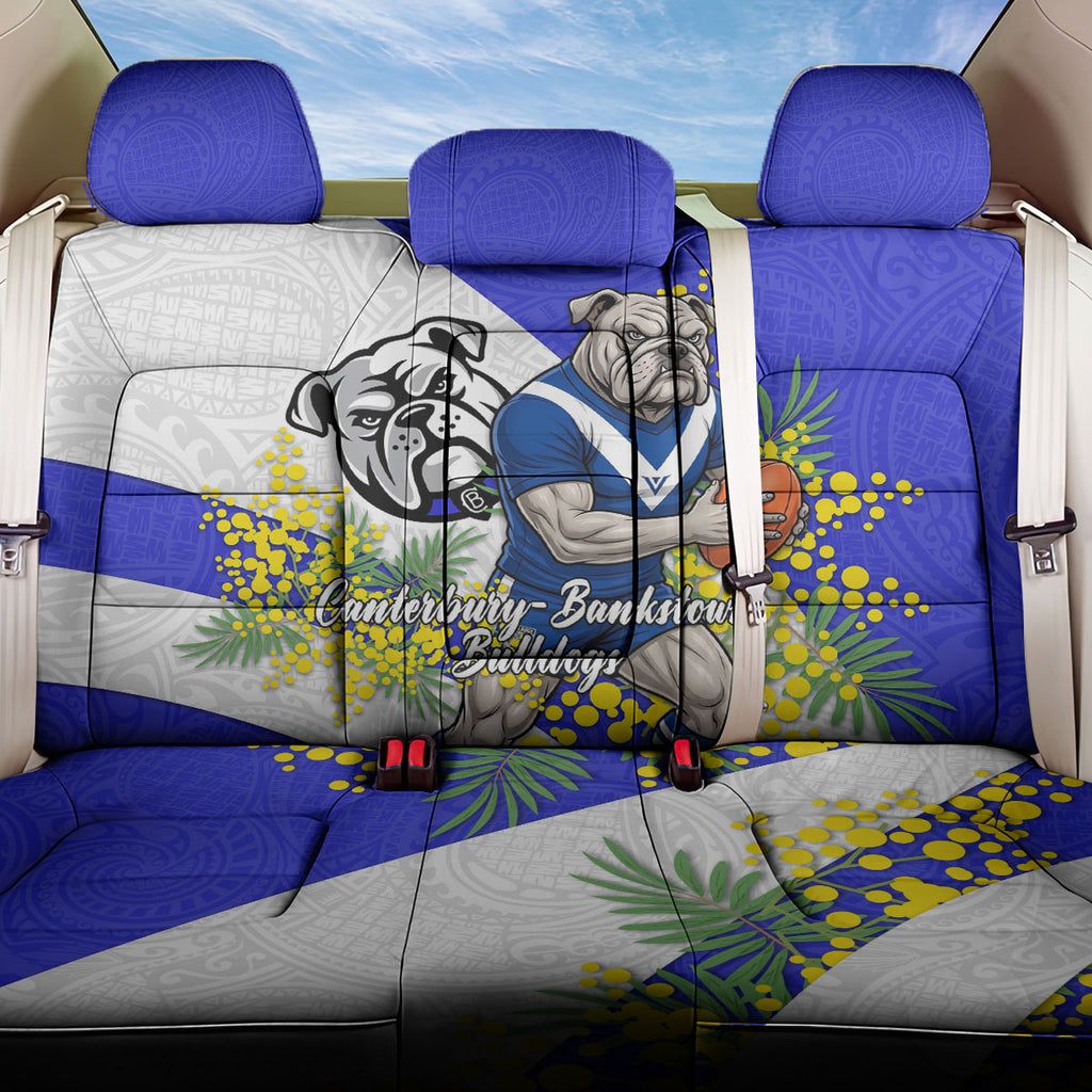 Canterbury Bankstown Bulldogs Back Car Seat Cover Golden Wattle Floral Polynesian - Australian Flower - Rugby Mascot