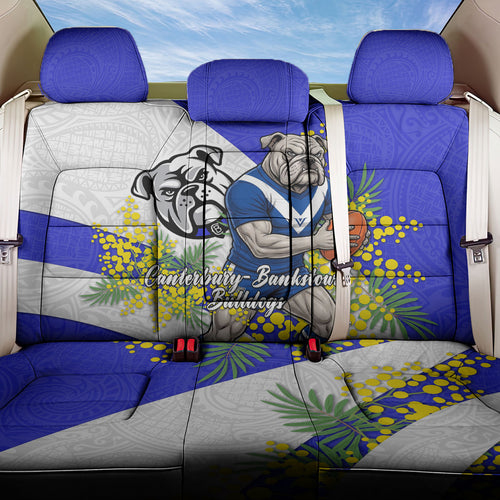 Canterbury Bankstown Bulldogs Back Car Seat Cover Golden Wattle Floral Polynesian - Australian Flower - Rugby Mascot