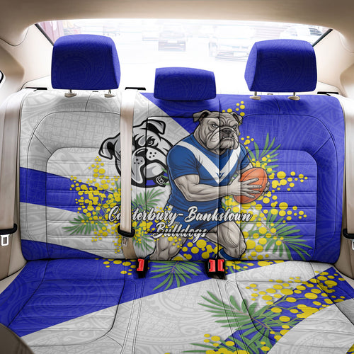 Canterbury Bankstown Bulldogs Back Car Seat Cover Golden Wattle Floral Polynesian - Australian Flower - Rugby Mascot