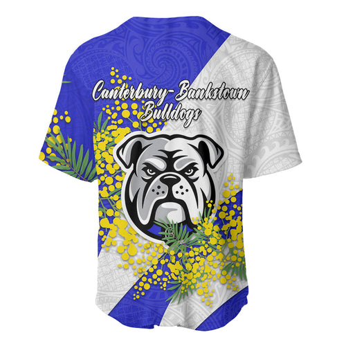 Canterbury Bankstown Bulldogs Baseball Jersey Golden Wattle Floral Polynesian - Australian Flower - Rugby Mascot