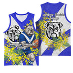 Canterbury Bankstown Bulldogs Basketball Jersey Golden Wattle Floral Polynesian - Australian Flower - Rugby Mascot