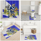 Canterbury Bankstown Bulldogs Bathroom Set Golden Wattle Floral Polynesian - Australian Flower - Rugby Mascot