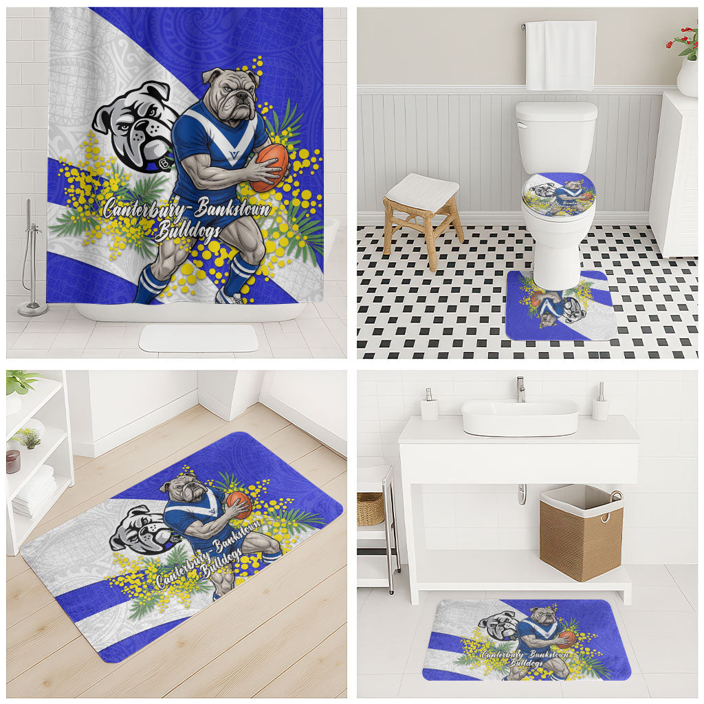 Canterbury Bankstown Bulldogs Bathroom Set Golden Wattle Floral Polynesian - Australian Flower - Rugby Mascot