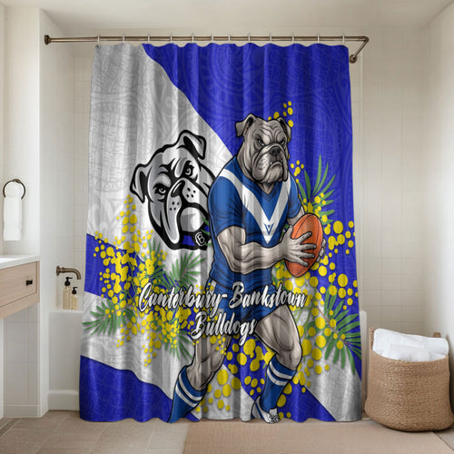 Canterbury Bankstown Bulldogs Bathroom Set Golden Wattle Floral Polynesian - Australian Flower - Rugby Mascot