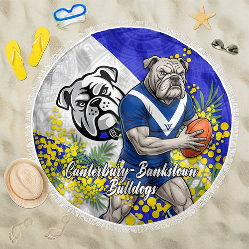 Canterbury Bankstown Bulldogs Beach Blanket Golden Wattle Floral Polynesian - Australian Flower - Rugby Mascot